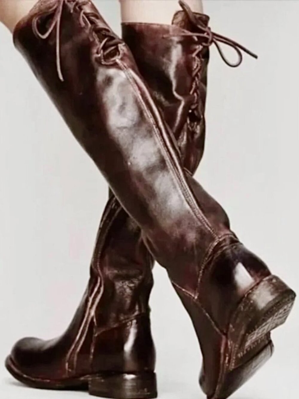 BED STU Manchester Teak Distressed Leather Riding Boots BEDSTU Size 7.5